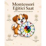 Sevimli Köpek Montessori Çocuk Odası Eğitici Ahşap Duvar Saati - Sessiz Mekanizma, Şık Tasarım Saat