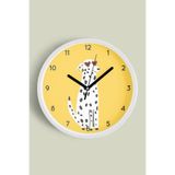 Sevimli Köpek Tasarım Çocuk Odası Duvar Saati - 25cm - Önü Camlı Beyaz Kasa - Sessiz Mekanizma, JH0669S25BKP