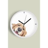 Sevimli Köpek Temalı Çocuk Odası Modern Duvar Saati - 30cm - Önü Camlı Beyaz Kasa - Sessiz Mekanizma, JH0015S30BKP