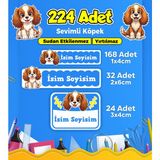 Sevimli Köpek Temalı Okul Kreş Kişiye Özel Isim Etiket Seti - Model 386