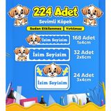 Sevimli Köpek Temalı Okul Kreş Kişiye Özel Isim Etiket Seti - Model 390