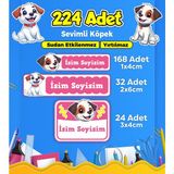 Sevimli Köpek Temalı Okul Kreş Kişiye Özel Isim Etiket Seti - Model 407