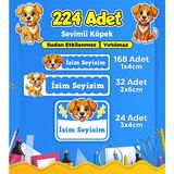 Sevimli Köpek Temalı Okul Kreş Kişiye Özel Isim Etiket Seti - Model 418