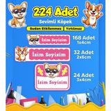 Sevimli Köpek Temalı Okul Kreş Kişiye Özel Isim Etiket Seti - Model 419