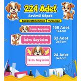 Sevimli Köpek Temalı Okul Kreş Kişiye Özel Isim Etiket Seti - Model 421