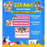Sevimli Köpek Temalı Okul Kreş Kişiye Özel Isim Etiket Seti - Model 425