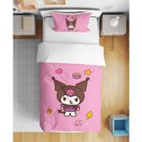 Sevimli Kuromi 3D Dijital Baskılı Tek Kişilik Çarşafsız Kız Çocuk Nevresim Takımı - Pembe - 160 x 220 cm