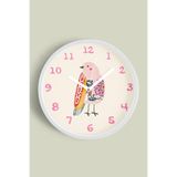 Sevimli Kuş Çocuk Odası Duvar Saati - 30cm - Önü Camlı Beyaz Kasa - Sessiz Mekanizma, JH0830S30BKP