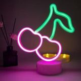 Sevimli LED Neon Işık, Oda Dekoru için, INS Tarzı Ayakta Duran Neon İşaret Gece Lambası, Pil/USB ile Çalışan Estetik Atmosfer Işığı Yatak Odası, Oturma Odası, Bar Partisi için (Kiraz)