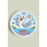 Sevimli Martı Çocuk Odası Duvar Saati - 35cm - Önü Camlı Beyaz Kasa - Sessiz Mekanizma, JH1290S35BKP