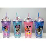 Sevimli Mickey Mouse Işıklı Pipetli Boncuklu Suluk & Bardak 400 ml ALK3147 - Renkli