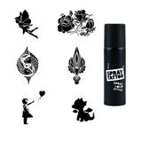 Sevimli Modeller Spray Tattoo Geçici Dövme Seti Dark Siyah Sprey