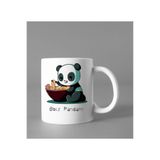 Sevimli Obur Panda Baskılı Beyaz Kupa Bardak