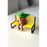 Sevimli Oturan Grogu (Baby Yoda) Figürü - Masaüstü Dekoratif Süs (8X7 Cm)-Bank Dahil Değildir Vitrin