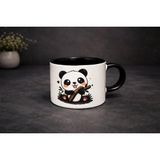 Sevimli Panda Desenli Siyah Içli Kupa – Cute Animal Tasarımlı Kahve Kupası - Beyaz