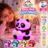 Sevimli Panda Gece Lambası Rgb Renk Değiştiren Dokunmatik Silikon Bebek Çocuk Odası Şarjlı Led