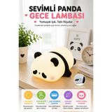 Sevimli Panda Gece Lambası Usb Şarjlı Dokunmatik Silikon Çocuk Odası Başucu Lambası 3 Kademe