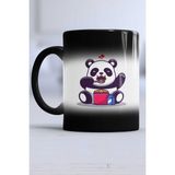 Sevimli Panda Kupa Bardak Sihirli - 1 Adet - 300 ml - Siyah