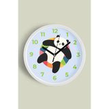 Sevimli Panda Tasarım Çocuk Odası Duvar Saati - 30cm - Önü Camlı Beyaz Kasa - Sessiz Mekanizma, JH0747S30BKP