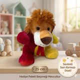 Sevimli Peluş Aslan 25 Cm Sarı Kırmızı Yumuşacık Oyuncak