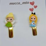 Sevimli Peri ve Alice Temalı Altın Kaplama Saç Tokası Seti, 2 Parça, Dekoratif Figürlü
