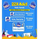 Sevimli Polis Temalı Okul Kreş Kişiye Özel Isim Etiket Seti - Model 213