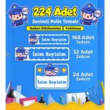 Sevimli Polis Temalı Okul Kreş Kişiye Özel Isim Etiket Seti - Model 314