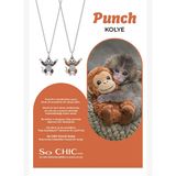 Sevimli Punch 18 Ayar Beyaz Altın Kaplama 43 Cm Gümüş Kolye
