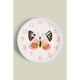 Sevimli Renkli Kelebek Çocuk Odası Modern Duvar Saati - 35cm - Önü Camlı Beyaz Kasa, JH0225S35BKP