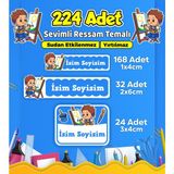 Sevimli Ressam Okul Kreş Kişiye Özel Isim Etiket Seti - Model 491