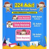 Sevimli Ressam Okul Kreş Kişiye Özel Isim Etiket Seti - Model 492