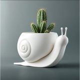 Sevimli Salyangoz Figürlü Dekoratif Saksı ve Vazo - Modern Sukulent Çiçekliği, Estetik Masaüstü Objesi, Doğal Görünümlü Küçük Vazo, Minimalist Snail Pot & Vase – Unique Home Decoration