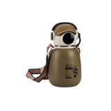 Sevimli Tasarım Gamer Termos Matara 500 Ml 16.9 Oz Ve Omuz Askılı Kahverengi