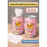 Sevimli Tasarımlı Islak Mendil Kutusu 2'Li – Metal Kapaklı Mendil Kabı