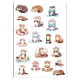 Sevimli Tatlı Rakun Sticker Set