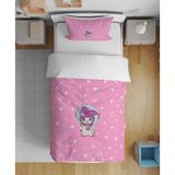 Sevimli Tavşan 3D Dijital Baskılı Tek Kişilik Kız Çocuk Genç Çarşafsız Nevresim Takımı - Pembe - 160 x 220 cm