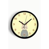 Sevimli Tavşan Çocuk Odası Duvar Saati - 30cm - Önü Camlı Siyah Kasa - Sessiz Mekanizma, JH1051S30SKP