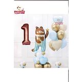 Sevimli Teddy Bear Ayi Folyolu 1 Yaş Kahve Folyolu Doğum Günü Parti Seti Süsü