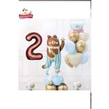 Sevimli Teddy Bear Ayi Folyolu 2 Yaş Kahve Folyolu Doğum Günü Parti Seti Süsü