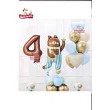 Sevimli Teddy Bear Ayi Folyolu 4 Yaş Kahve Folyolu Doğum Günü Parti Seti Süsü