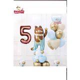 Sevimli Teddy Bear Ayi Folyolu 5 Yaş Kahve Folyolu Doğum Günü Parti Seti Süsü