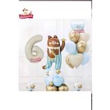 Sevimli Teddy Bear Ayi Folyolu 6 Yaş Krem Folyolu Doğum Günü Parti Seti Süsü