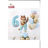Sevimli Teddy Bear Ayi Folyolu 6 Yaş Mavi Folyolu Doğum Günü Parti Seti Süsü