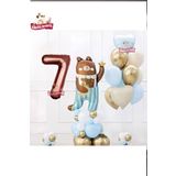 Sevimli Teddy Bear Ayi Folyolu 7 Yaş Kahve Folyolu Doğum Günü Parti Seti Süsü