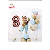 Sevimli Teddy Bear Ayi Folyolu 8 Yaş Kahve Folyolu Doğum Günü Parti Seti Süsü