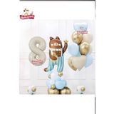 Sevimli Teddy Bear Ayi Folyolu 8 Yaş Krem Folyolu Doğum Günü Parti Seti Süsü