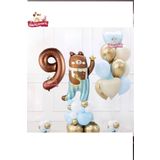 Sevimli Teddy Bear Ayi Folyolu 9 Yaş Kahve Folyolu Doğum Günü Parti Seti Süsü