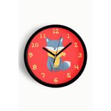 Sevimli Tilki Çocuk Odası Duvar Saati - 30cm - Önü Camlı Siyah Kasa - Sessiz Mekanizma, JH1142S30SKP