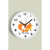 Sevimli Tilki Modern Çocuk Odası Duvar Saati - 35cm - Önü Camlı Beyaz Kasa - Sessiz Mekanizma, JH0590S35BKP