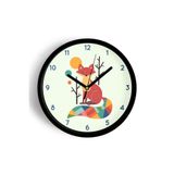 Sevimli Tilki Temalı Çocuk Odası Modern Duvar Saati - 35cm - Önü Camlı Siyah Kasa - Sessiz Mekanizma, JH0059S35SKP